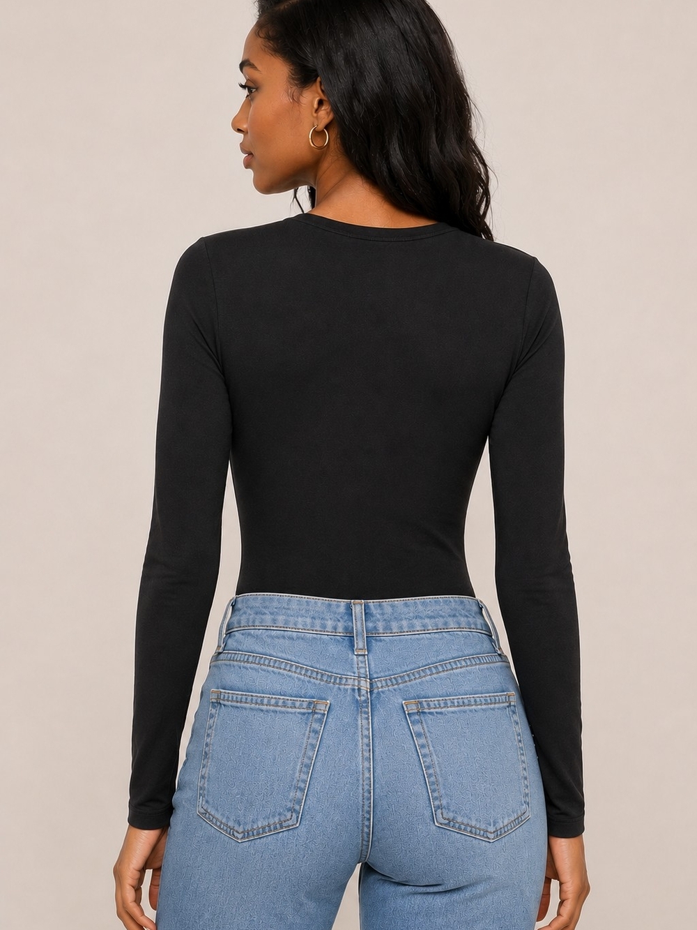 Mangopop Black Long-Sleeve Bodysuit Top - XL - NWT - Picture 4 of 7